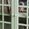Buffet Cabinet With Double Glass Doors And Drawer, Storage Sideboard Cupboard - Green - Image 15