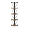 Bookshelf, Bookcase, Etagere, Corner, 4 Tier, Office, Contemporary & Modern - Brown - Image 12