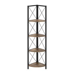 Bookshelf, Bookcase, Etagere, Corner, 4 Tier, Office, Contemporary & Modern - Brown