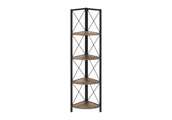 Bookshelf, Bookcase, Etagere, Corner, 4 Tier, Office, Contemporary & Modern - Brown