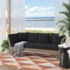 Outdoor Patio Daybed Sofa, 3 Seat Sofa With Foldable Arm 4 Back Pillows - Gray / Black - Image 5