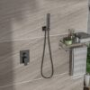 10" Square Dual Shower Head System Wall Mounted With Rough In Valve Modern Bathroom Fixture - Matte Black - Image 2