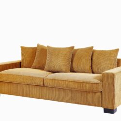 Luxe Corduroy Sofa With 5 Matching Toss Pillows, Sleek Design, Spacious And Comfortable 3 Seater Couch - Ginger
