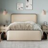 Modern Metal Bed Frame With Curved Upholstered Headboard And Footboard Bed With 4 Storage Drawers, Heavy Duty Metal Slats, Queen Size - Beige - Image 5