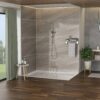 Round Shower Set With Dual Shower Heads And Hand Shower, 10" Top Spray - Brushed Nickel - Image 9