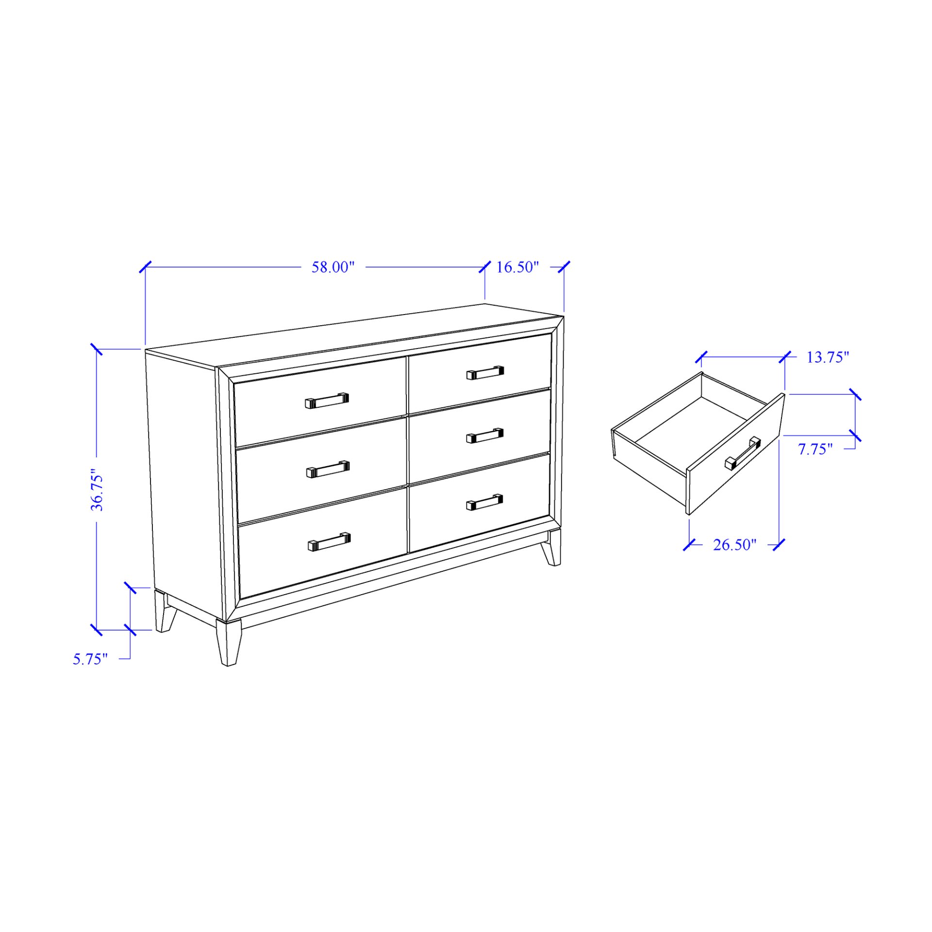 Mirage - 5 Piece Full Bedroom Set With Panel Headboard - Black / Gray - Image 8
