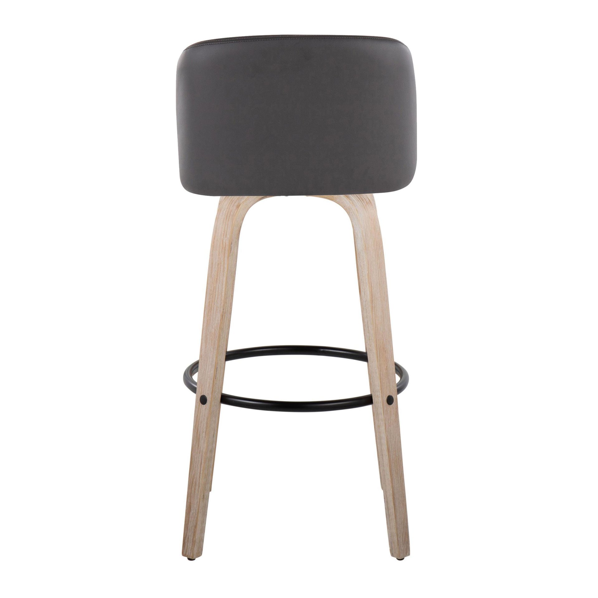 Toriano - Contemporary Fixed Height Barstool & Swivel With Round Footrest (Set of 2) - White Washed / Gray - Image 5