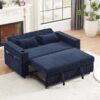 Pull Out Sofa Bed Convertible Couch Loveseat Sofa Modern Sleeper Sofa With Adjustable Backrest For Living Room - Blue - Image 3