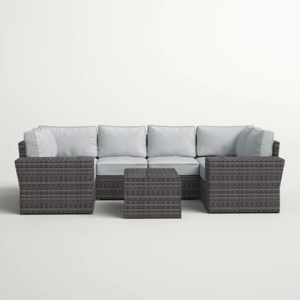 4 Person Outdoor Wicker Sofa Set With Cushions Versatile Seating - Brown