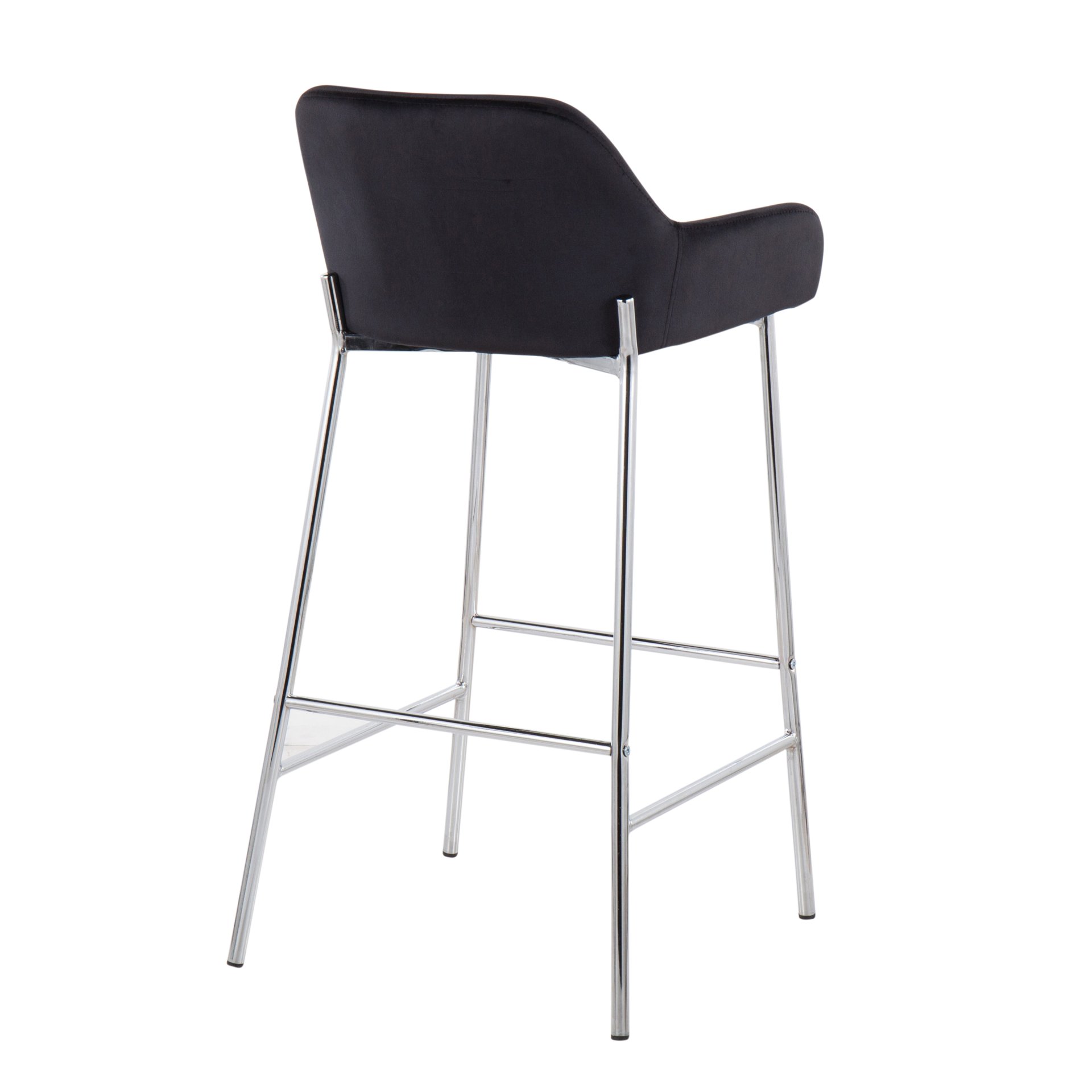 Daniella - Contemporary Fixed Height Bar Stool (Set of 2) - Chrome / Black - Image 4