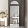 Arched Floor Mounted Full Length Mirror For Bathroom And Bedroom - Black - Image 6