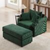 Single Sofa Couch With Storage Space, Movable Ottoman, USB Ports, Cup Holders, Phone Holder - Green - Image 11