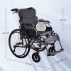 Premium Nursing Folding Wheelchair Frame Double Brakes Adjustable Seat Belt & Breathable Cushion Safe Comfortable Ride With Anti Backflip & Stability Features - Black / Gray - Image 3