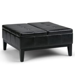 Dover - Square Coffee Table Storage Ottoman - Midnight Black