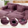 Oversized Double Chaise Lounge Sofa Bed With USB Ports & Cup Holders - Wine Red - Image 7