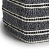 Corrie - Square Woven Outdoor / Indoor Pouf - Navy / White - Image 3