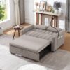 Convertible Sofa Bed Loveseat Sofa With Three USB Ports, Two Side Pockets, Two Cup Holders And 360° swivel Phone Holder For Living Room - Light Gray - Image 11