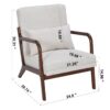 Accent Chair With Pillow Upholstered Arm Chair - Beige - Image 3
