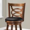 Swivel Bar Stool With Bar Height Leather Look (Set of 2) - Oak - Image 2