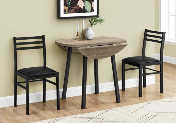 3 Piece Drop Leaf Dining Table Set, Contemporary & Modern - Taupe