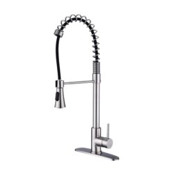 Modern Single Handle Spring High Arc Kitchen Faucet With Water Filter System, Stainless Steel - Brushed Nickel