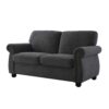Soft Loveseat, Upholstered 2 Seater Couch With High Density Foam, Loose Back Cushions And Turned Legs - Black - Image 11