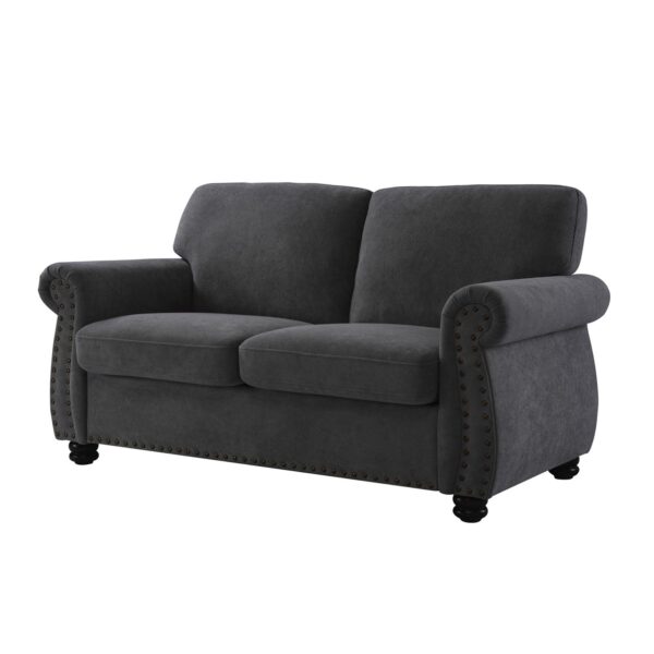 Soft Loveseat, Upholstered 2 Seater Couch With High Density Foam, Loose Back Cushions And Turned Legs - Black