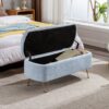 Storage Ottoman Bench For End Of Bed Gold Legs, Modern Gray Faux Fur Entryway Bench Upholstered Padded With Storage For Living Room Bedroom - Blue - Image 8