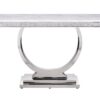 Zander - Printed Faux Marble Top Mirrored Sofa Table - Silver / White - Image 2