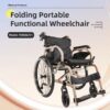 Lightweight Foldable Transport Wheelchair Square Tube Design Double Brakes Adjustable Handrail Breathable Seat Anti Backflip 250Lbs Capacity Easy Storage Color - Gold / Black - Image 4