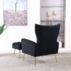 Modern Accent Chair With Ottoman, Comfy Armchair For Living Room, Bedroom, Apartment, Office - Black - Image 4