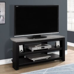 TV Stand, Console, Media Entertainment Center, Storage Shelves, Contemporary & Modern - Black