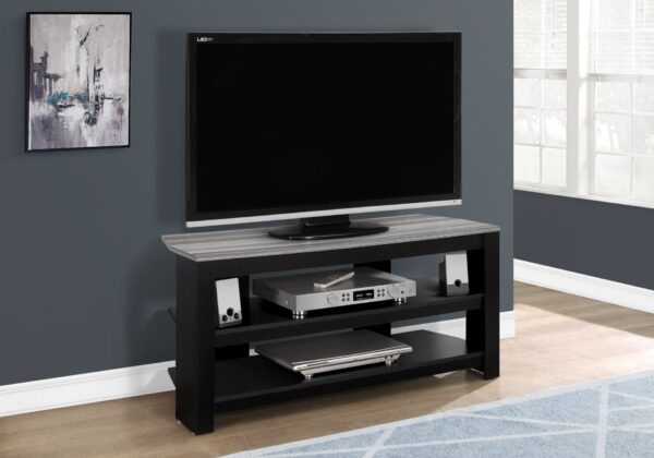 TV Stand, Console, Media Entertainment Center, Storage Shelves, Contemporary & Modern - Black