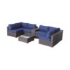 4 Person Patio Seating Set With Cushions And Glass Top Table - Brown - Image 6