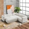 Solo - Corner Sectional Sofa With Ottoman - Cream - Image 5