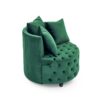 Modern Glam Velvet Upholstered Swivel Chair With Button Tufted Design And Wheels - Green - Image 9