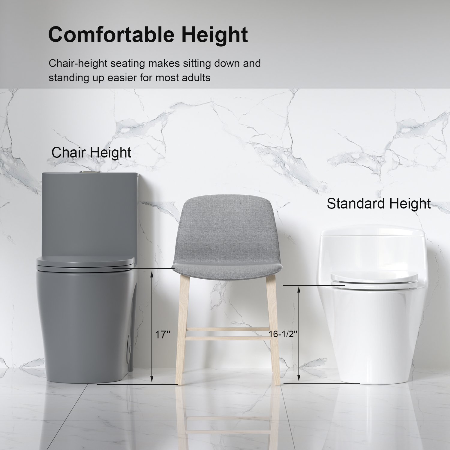 1 Piece Tornado Flush Toilet With Soft Close Seat And Dual Flush Siphonic S Trap - Light Gray - Image 12