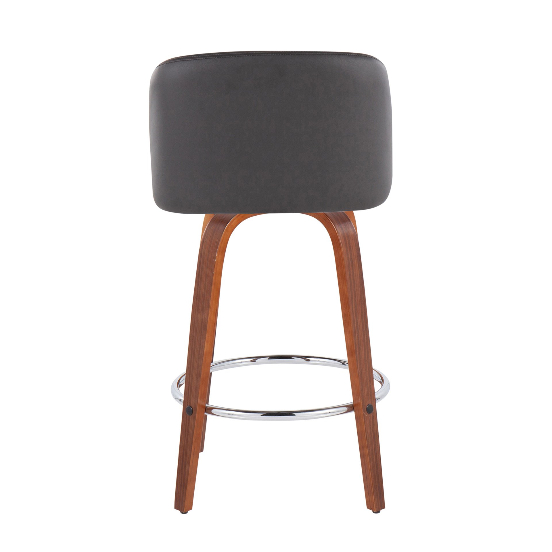 Toriano - Mid-Century Modern Fixed Height Counter Stool & Round Footrest (Set of 2) - Walnut / Gray - Image 5