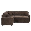L-Shape Sofa Bed Pull-Out Sleeper Sofa With Wheels, USB Ports, Power Sockets For Living Room - Brown - Image 17