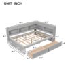 Full Bed With L-Shaped Bookcases, Drawers - Gray - Image 3