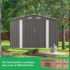 Large Metal Garden Shed With Double Door And Windows Waterproof Tool Shed - Gray - Image 9