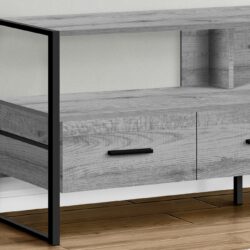 TV Stand, Console, Media Entertainment Center, Storage Drawers, Contemporary, Elegant Design - Gray