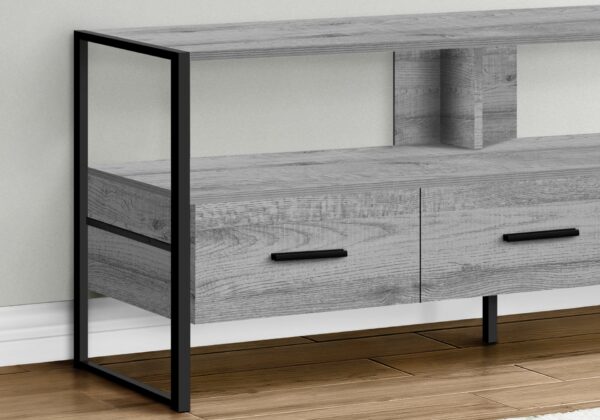 TV Stand, Console, Media Entertainment Center, Storage Drawers, Contemporary, Elegant Design - Gray