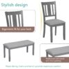 6 Pieces Kitchen Dining Set, Rectangular Wooden Dining Table With 4 Upholstered Chairs And A Bench, Dining Table Set For 6 People, Living Room, Home Bar And Kitchen - Gray - Image 8