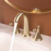 2 Handle Widespread Bathroom Faucet With Pop Up Drain And Water Supply Lines - Gold - Image 4
