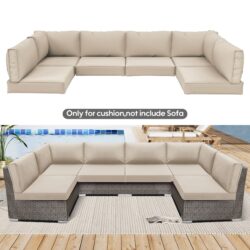 Outdoor Deep Seat Cushion Set For Patio Furniture, Polyester Replacement Pads - Beige
