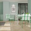 4 Piece Set Of Single Chairs With Modern Color Blocking Design, UV Resistant And Rust Proof - Haze Green / White - Image 2