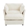 Modern Armchair Sofa Cozy Upholstered Sofa Chair With Movable Ottoman, Wide Seat, Curved Armrests And Soft Pillows Chenille - Beige - Image 12