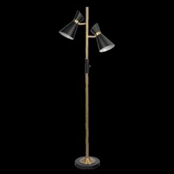 Axis - Floor Lamp With 4 Way Switch Double Spots With Base - Black / Gold
