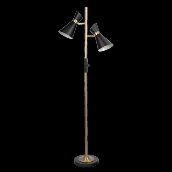Axis - Floor Lamp With 4 Way Switch Double Spots With Base - Black / Gold